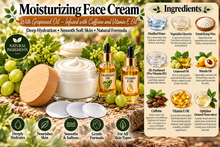 Load image into Gallery viewer, Moisturizing Face Cream with Grapeseed Oil infused with Caffeine and Vit E